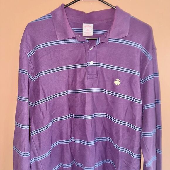 Brooks Brothers Men's Golden Fleece Performance Long Sleeve Polo Shirt Purple M - Picture 7 of 9